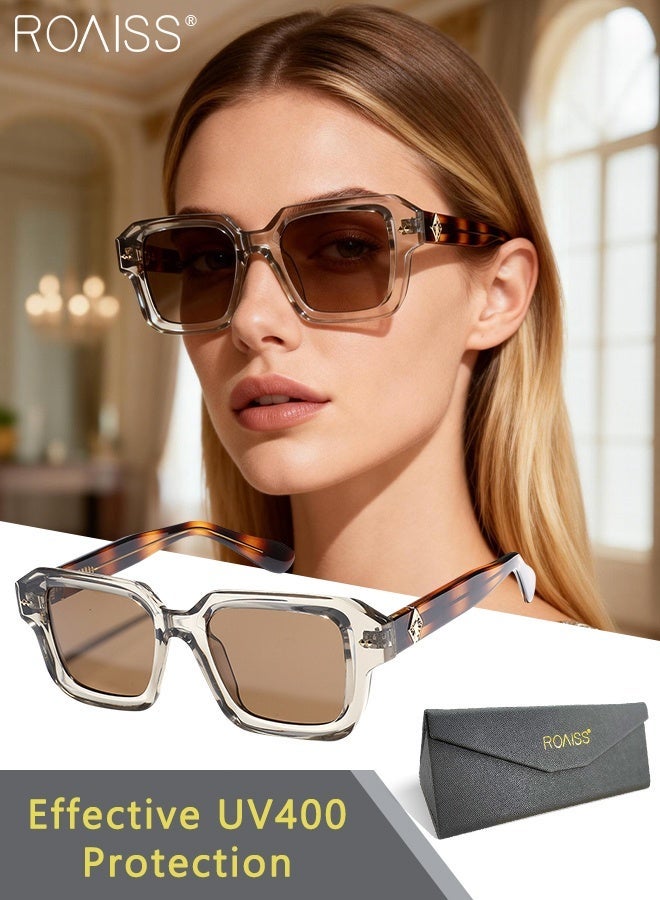 roaiss Women's Square Polarized Sunglasses, UV400 Protection Sun Glasses with TR Frame, Fashion Anti-Glare Sun Shades for Women with Glasses Case, 52mm - Image 1